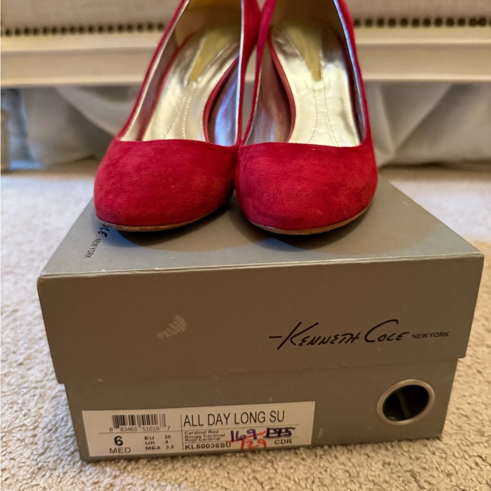 Kenneth Cole Red Suede Heels Elegant Pumps